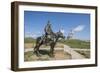 Statue of a Mongolian Empire warrior and Genghis Khan Statue Complex in the background, Erdene, Tov-Francesco Vaninetti-Framed Photographic Print