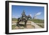 Statue of a Mongolian Empire warrior and Genghis Khan Statue Complex in the background, Erdene, Tov-Francesco Vaninetti-Framed Photographic Print