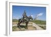 Statue of a Mongolian Empire warrior and Genghis Khan Statue Complex in the background, Erdene, Tov-Francesco Vaninetti-Framed Photographic Print