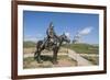 Statue of a Mongolian Empire warrior and Genghis Khan Statue Complex in the background, Erdene, Tov-Francesco Vaninetti-Framed Photographic Print