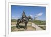 Statue of a Mongolian Empire warrior and Genghis Khan Statue Complex in the background, Erdene, Tov-Francesco Vaninetti-Framed Photographic Print