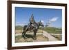 Statue of a Mongolian Empire warrior and Genghis Khan Statue Complex in the background, Erdene, Tov-Francesco Vaninetti-Framed Photographic Print