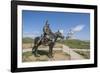 Statue of a Mongolian Empire warrior and Genghis Khan Statue Complex in the background, Erdene, Tov-Francesco Vaninetti-Framed Photographic Print