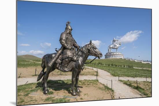 Statue of a Mongolian Empire warrior and Genghis Khan Statue Complex in the background, Erdene, Tov-Francesco Vaninetti-Mounted Photographic Print