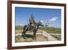 Statue of a Mongolian Empire warrior and Genghis Khan Statue Complex in the background, Erdene, Tov-Francesco Vaninetti-Framed Photographic Print