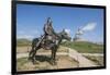 Statue of a Mongolian Empire warrior and Genghis Khan Statue Complex in the background, Erdene, Tov-Francesco Vaninetti-Framed Photographic Print