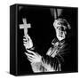 Statue of a Priest Performing an Exorcism, Mortemer Abbey, Normandy, France-Simon Marsden-Framed Stretched Canvas