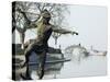 Statue of a Spear Fisherman in the Waters of West Lake, Hangzhou, Zhejiang Province, China-Kober Christian-Stretched Canvas