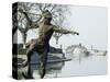 Statue of a Spear Fisherman in the Waters of West Lake, Hangzhou, Zhejiang Province, China-Kober Christian-Stretched Canvas