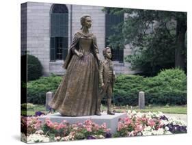 Statue of Abigail Adams with Son John Quincy Adams, Outside Adams Family's Church, Quincy, MA-null-Stretched Canvas