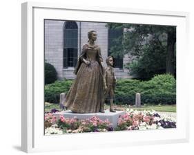 Statue of Abigail Adams with Son John Quincy Adams, Outside Adams Family's Church, Quincy, MA-null-Framed Photographic Print