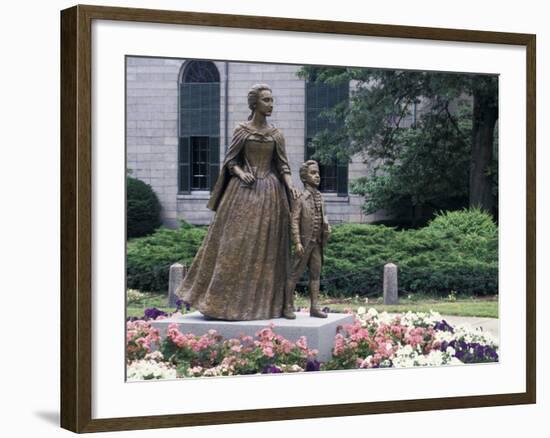 Statue of Abigail Adams with Son John Quincy Adams, Outside Adams Family's Church, Quincy, MA-null-Framed Photographic Print