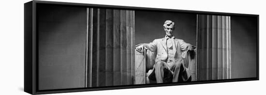 Statue of Abraham Lincoln in a Memorial, Lincoln Memorial, Washington DC, USA-null-Framed Stretched Canvas