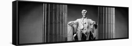 Statue of Abraham Lincoln in a Memorial, Lincoln Memorial, Washington DC, USA-null-Framed Stretched Canvas