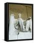 Statue of Abraham Lincoln in the Lincoln Memorial, Washington D.C., USA-Robert Harding-Framed Stretched Canvas