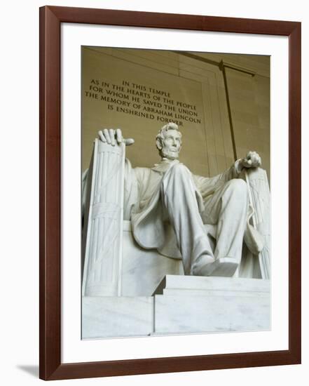 Statue of Abraham Lincoln in the Lincoln Memorial, Washington D.C., USA-Robert Harding-Framed Photographic Print