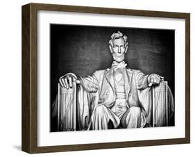 Statue of Abraham Lincoln, Washington D.C, District of Columbia, White Frame, White Frame-Philippe Hugonnard-Framed Art Print