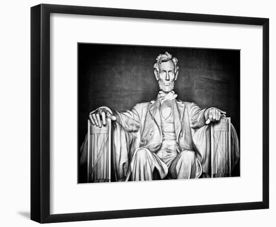 Statue of Abraham Lincoln, Washington D.C, District of Columbia, White Frame, White Frame-Philippe Hugonnard-Framed Art Print