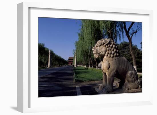 Statue of Animals Along Sacred Way or Spirit Way Leading to Tombs of Ming Emperors, Beijing, China-null-Framed Giclee Print