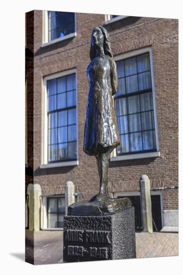 Statue of Anne Frank Outside Westerkerk, Near Her House, Amsterdam, Netherlands, Europe-Amanda Hall-Stretched Canvas