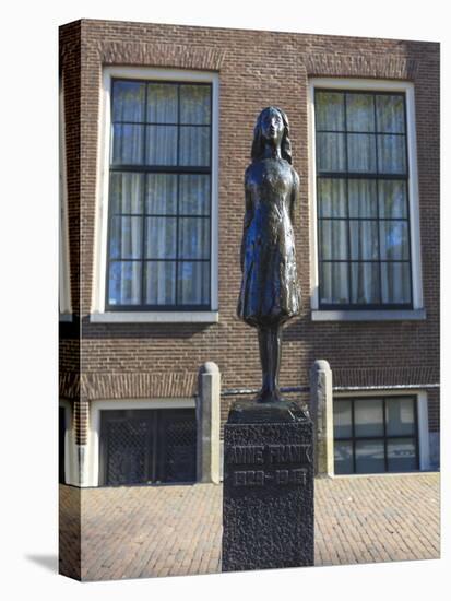 Statue of Anne Frank Outside Westerkerk, Near Her House, Amsterdam, Netherlands, Europe-Amanda Hall-Stretched Canvas