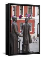 Statue of Anyos Jedlik and Gergely Czuczor in Szechenyi Square-Ian Trower-Framed Stretched Canvas