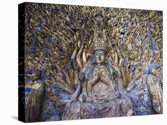 Statue of Avalokitesvara with One Thousand Arms, Dazu Buddhist Rock Sculptures, China-Kober Christian-Stretched Canvas