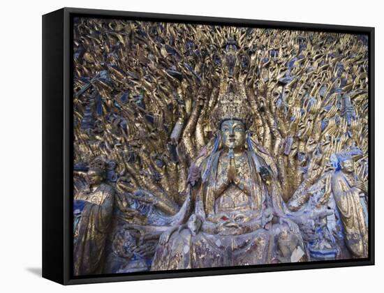 Statue of Avalokitesvara with One Thousand Arms, Dazu Buddhist Rock Sculptures, China-Kober Christian-Framed Stretched Canvas