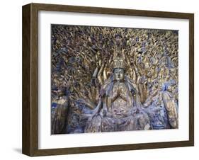 Statue of Avalokitesvara with One Thousand Arms, Dazu Buddhist Rock Sculptures, China-Kober Christian-Framed Photographic Print