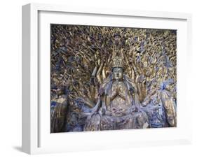 Statue of Avalokitesvara with One Thousand Arms, Dazu Buddhist Rock Sculptures, China-Kober Christian-Framed Photographic Print