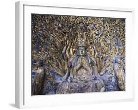 Statue of Avalokitesvara with One Thousand Arms, Dazu Buddhist Rock Sculptures, China-Kober Christian-Framed Photographic Print