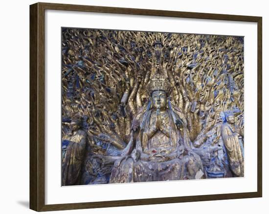 Statue of Avalokitesvara with One Thousand Arms, Dazu Buddhist Rock Sculptures, China-Kober Christian-Framed Photographic Print