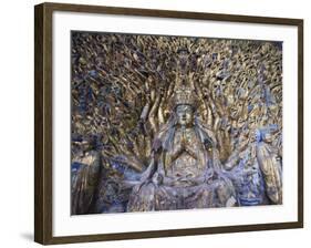 Statue of Avalokitesvara with One Thousand Arms, Dazu Buddhist Rock Sculptures, China-Kober Christian-Framed Photographic Print