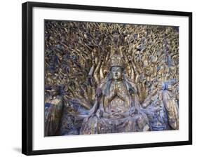 Statue of Avalokitesvara with One Thousand Arms, Dazu Buddhist Rock Sculptures, China-Kober Christian-Framed Photographic Print