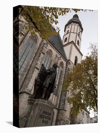 Statue of Bach, Thomaskirche, Leipzig, Saxony, Germany, Europe-Michael Snell-Stretched Canvas