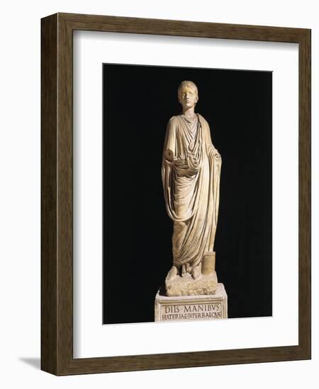 Statue of Boy Wearing Bulla, from Ancient Veleia, Velleia, Emilia Romagna Region, Italy-null-Framed Giclee Print