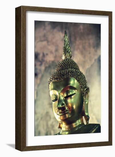 Statue of Buddha, Wat Chumphon Nikayaram Royal Temple, Bangkok, Thailand, 17th Century, Face Detail-null-Framed Giclee Print