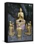 Statue of Buddha with Kneeling Faithful-null-Framed Stretched Canvas