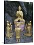 Statue of Buddha with Kneeling Faithful-null-Stretched Canvas