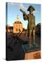 Statue of Captain Vancouver at Dusk on the Purfleet Quay, Kings Lynn, Norfolk-Peter Thompson-Stretched Canvas
