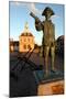 Statue of Captain Vancouver at Dusk on the Purfleet Quay, Kings Lynn, Norfolk-Peter Thompson-Mounted Photographic Print