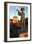 Statue of Captain Vancouver at Dusk on the Purfleet Quay, Kings Lynn, Norfolk-Peter Thompson-Framed Photographic Print