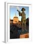 Statue of Captain Vancouver at Dusk on the Purfleet Quay, Kings Lynn, Norfolk-Peter Thompson-Framed Photographic Print