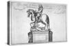 Statue of Charles II at the Entrance of Cornhill in the Stocks Market, Poultry, London, 1740-null-Stretched Canvas