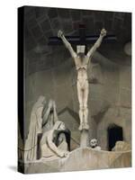 Statue of Christ at the Entrance to Sagrada Familia, the Gaudi Cathedral, Barcelona, Spain-Jeremy Bright-Stretched Canvas