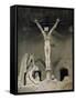 Statue of Christ at the Entrance to Sagrada Familia, the Gaudi Cathedral, Barcelona, Spain-Jeremy Bright-Framed Stretched Canvas