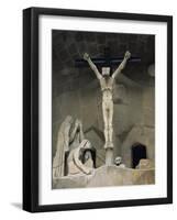 Statue of Christ at the Entrance to Sagrada Familia, the Gaudi Cathedral, Barcelona, Spain-Jeremy Bright-Framed Photographic Print