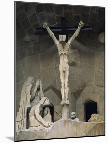Statue of Christ at the Entrance to Sagrada Familia, the Gaudi Cathedral, Barcelona, Spain-Jeremy Bright-Mounted Photographic Print