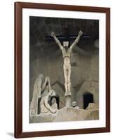 Statue of Christ at the Entrance to Sagrada Familia, the Gaudi Cathedral, Barcelona, Spain-Jeremy Bright-Framed Photographic Print