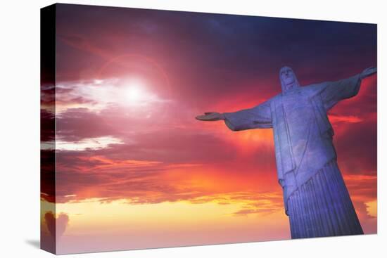 Statue of Christ the Redeemer at Sunset, Corcovado, Rio De Janeiro, Brazil, South America-Angelo-Stretched Canvas